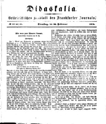 Didaskalia Dienstag 20. Februar 1872