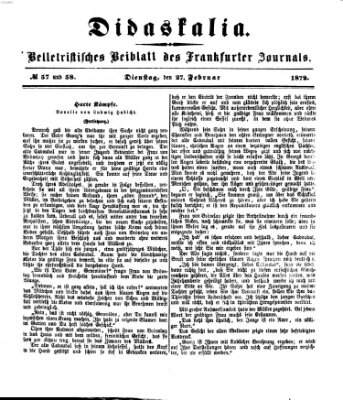 Didaskalia Dienstag 27. Februar 1872