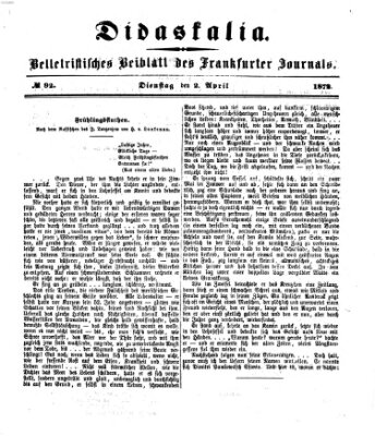 Didaskalia Dienstag 2. April 1872