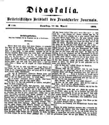 Didaskalia Samstag 20. April 1872