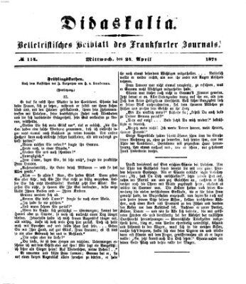 Didaskalia Mittwoch 24. April 1872