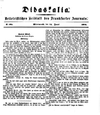 Didaskalia Mittwoch 12. Juni 1872