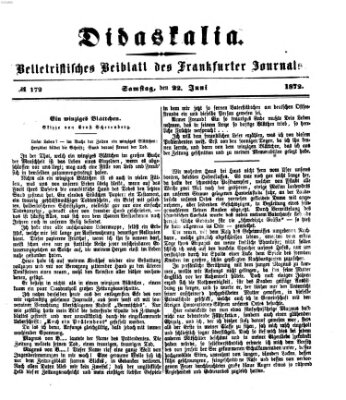 Didaskalia Samstag 22. Juni 1872