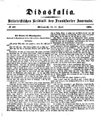 Didaskalia Mittwoch 17. Juli 1872