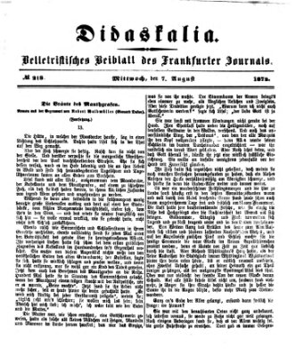 Didaskalia Mittwoch 7. August 1872