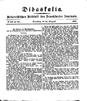 Didaskalia Dienstag 20. August 1872