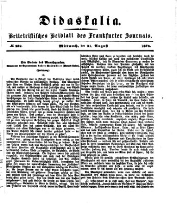 Didaskalia Mittwoch 21. August 1872