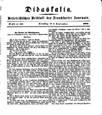 Didaskalia Dienstag 3. September 1872