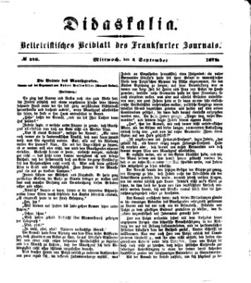 Didaskalia Mittwoch 4. September 1872