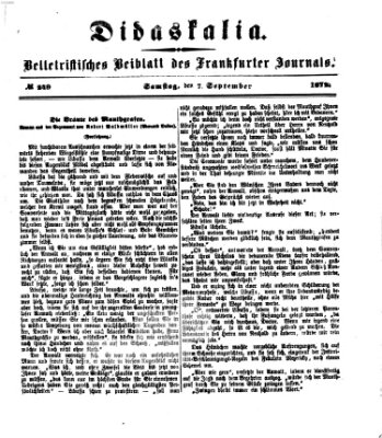 Didaskalia Samstag 7. September 1872