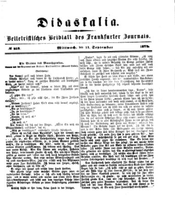 Didaskalia Mittwoch 11. September 1872