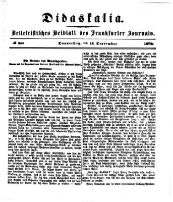 Didaskalia Donnerstag 12. September 1872