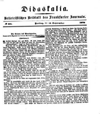 Didaskalia Freitag 13. September 1872