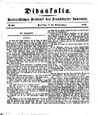 Didaskalia Freitag 20. September 1872