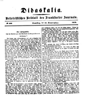 Didaskalia Samstag 21. September 1872