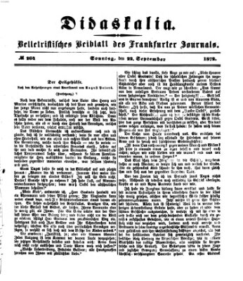 Didaskalia Sonntag 22. September 1872