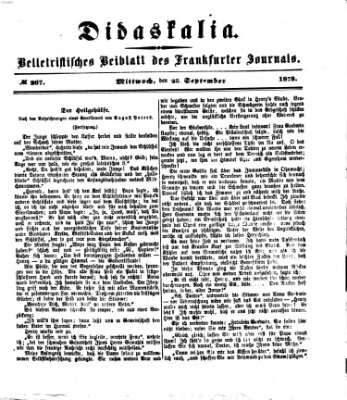 Didaskalia Mittwoch 25. September 1872