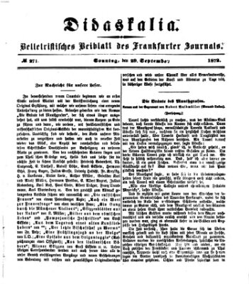 Didaskalia Sonntag 29. September 1872