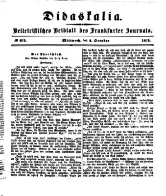 Didaskalia Mittwoch 2. Oktober 1872