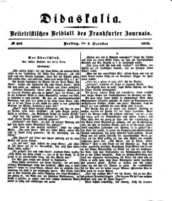 Didaskalia Freitag 4. Oktober 1872