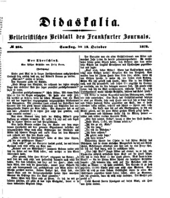 Didaskalia Samstag 12. Oktober 1872