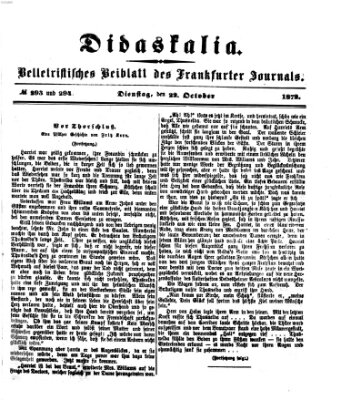 Didaskalia Dienstag 22. Oktober 1872