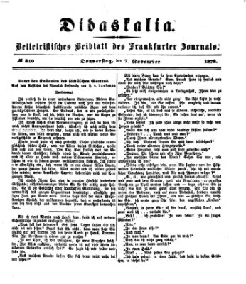 Didaskalia Donnerstag 7. November 1872