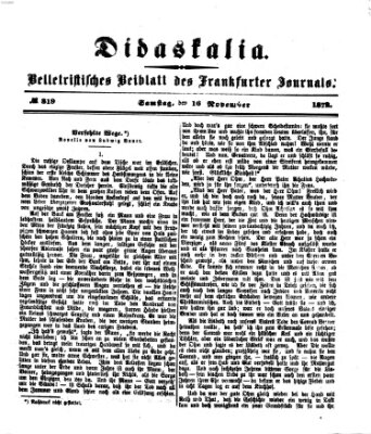 Didaskalia Samstag 16. November 1872