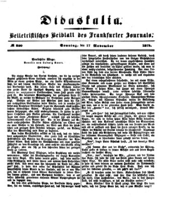 Didaskalia Sonntag 17. November 1872