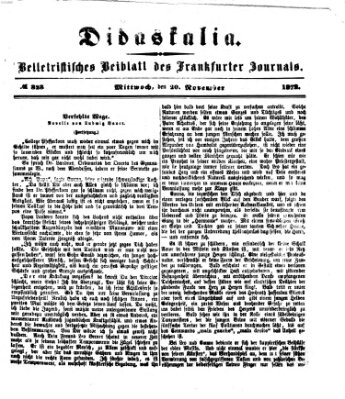 Didaskalia Mittwoch 20. November 1872
