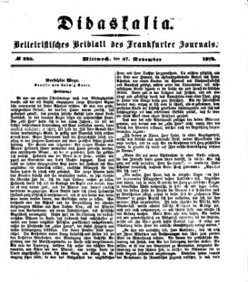 Didaskalia Mittwoch 27. November 1872