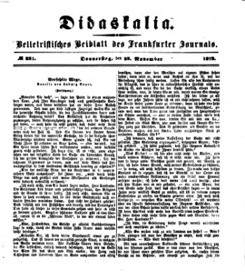 Didaskalia Donnerstag 28. November 1872