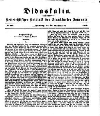 Didaskalia Samstag 30. November 1872