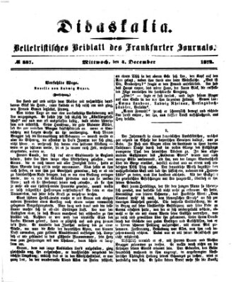 Didaskalia Mittwoch 4. Dezember 1872