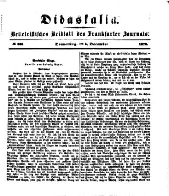 Didaskalia Donnerstag 5. Dezember 1872