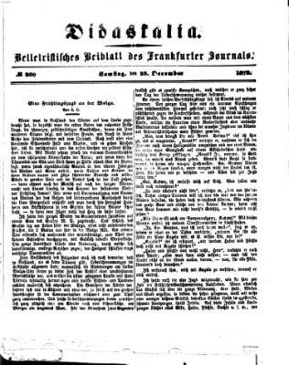 Didaskalia Samstag 28. Dezember 1872