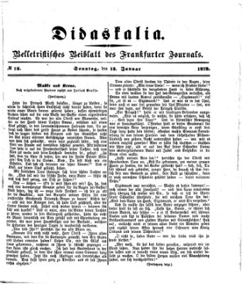 Didaskalia Sonntag 12. Januar 1873