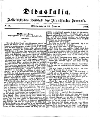 Didaskalia Mittwoch 15. Januar 1873