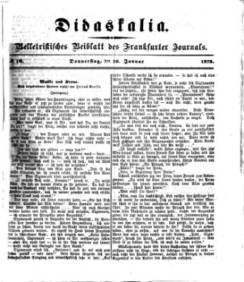 Didaskalia Donnerstag 16. Januar 1873