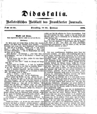 Didaskalia Dienstag 21. Januar 1873