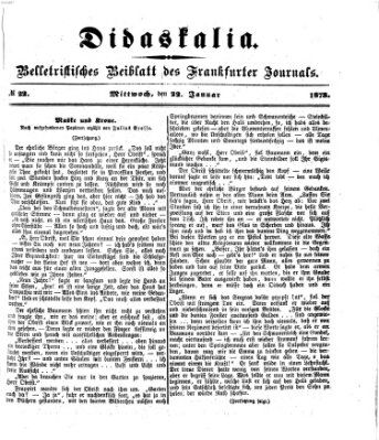 Didaskalia Mittwoch 22. Januar 1873