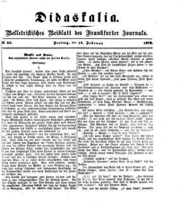 Didaskalia Freitag 14. Februar 1873