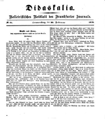 Didaskalia Donnerstag 20. Februar 1873