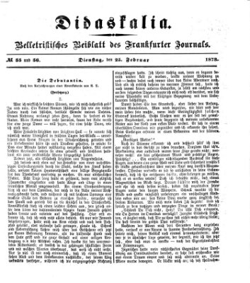 Didaskalia Dienstag 25. Februar 1873