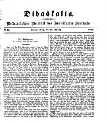 Didaskalia Donnerstag 13. März 1873