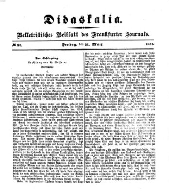 Didaskalia Freitag 21. März 1873