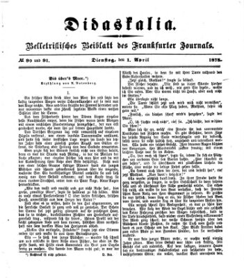 Didaskalia Dienstag 1. April 1873