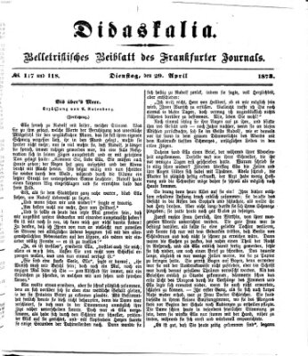 Didaskalia Dienstag 29. April 1873