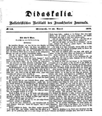 Didaskalia Mittwoch 30. April 1873