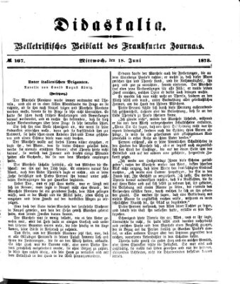 Didaskalia Mittwoch 18. Juni 1873